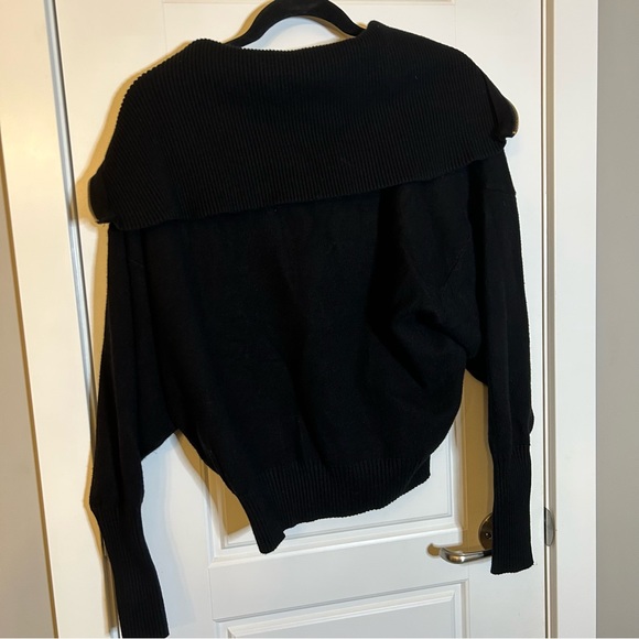 ZARA KNIT FUNNEL NECK 1/4 ZIP SWEATER WITH BALLOON SLEEVES IN BLACK SIZE MEDIUM - Picture 8 of 14
